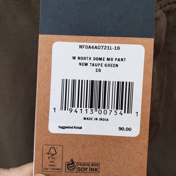 THE NORTH FACE Asphalt North Dome Mr Pant Organic Cotton Pants 16 XL NWT Green - Picture 8 of 10